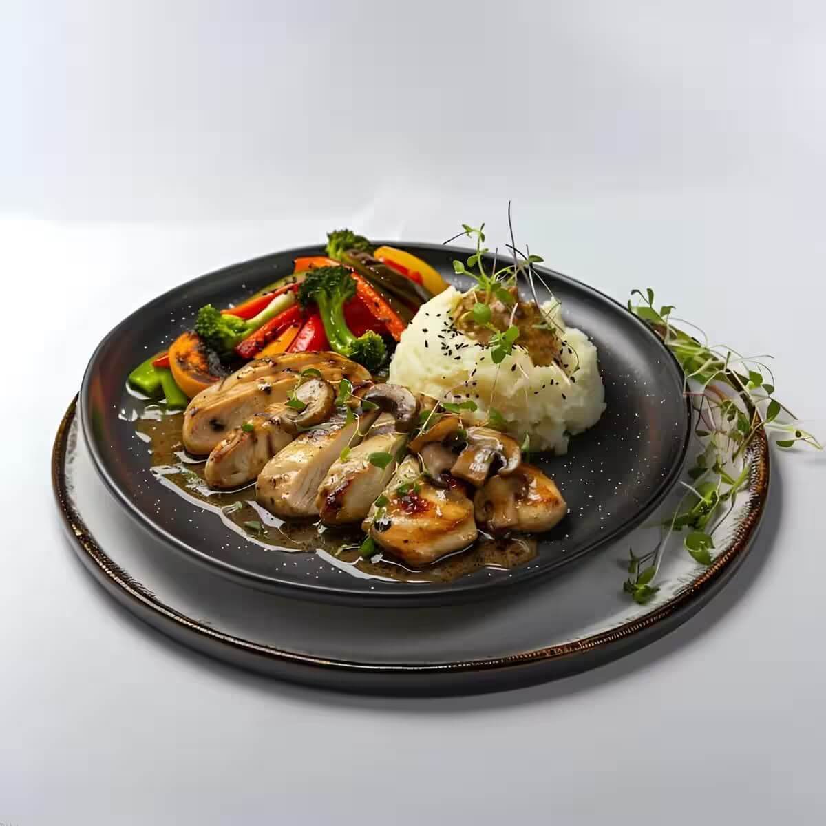 Grilled chicken & mushroom · Mains counter
