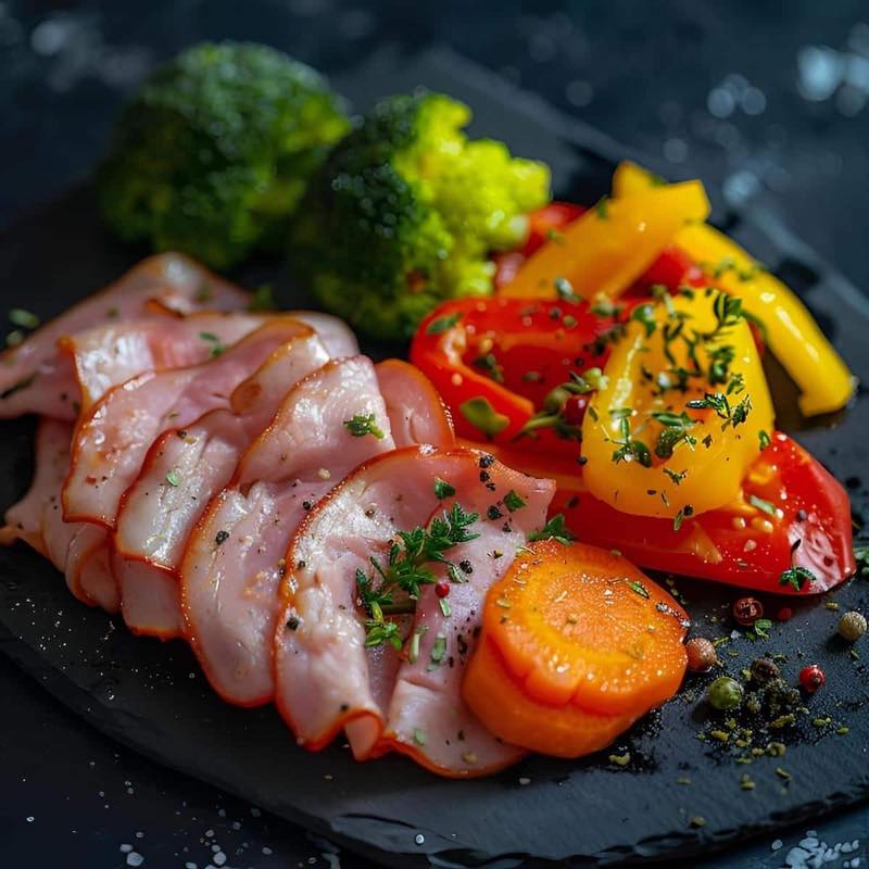 Energy-Packed - Sliced Ham & Veggies Platter