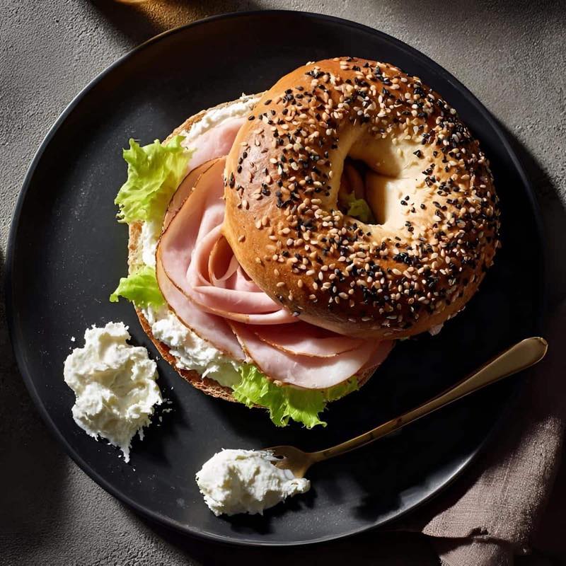 MCBC European ham and cheese bagel