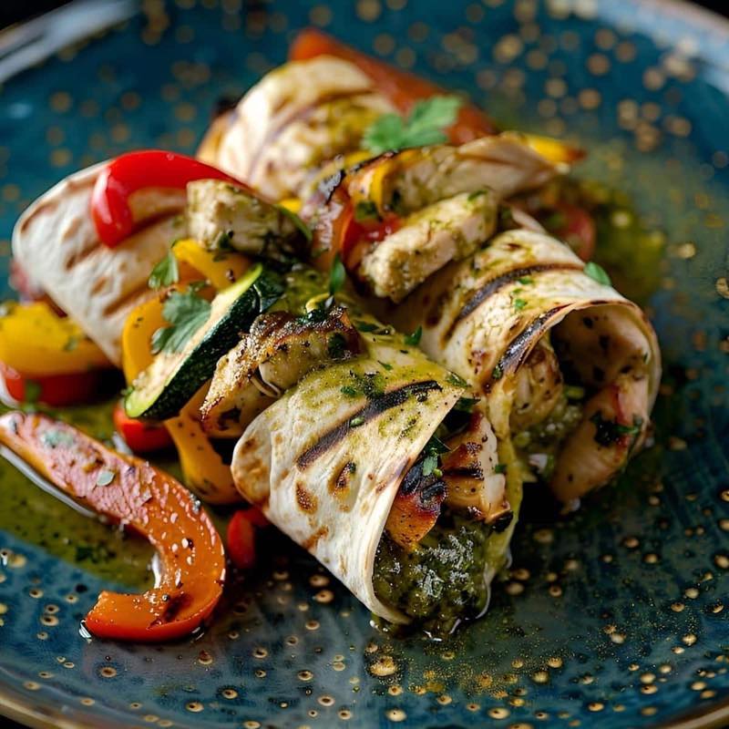 High Protein Grilled Chicken Pesto Wrap
