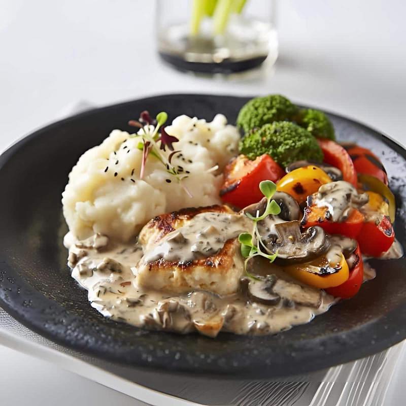 Paneer Steak in Mushroom Pepper Sauce